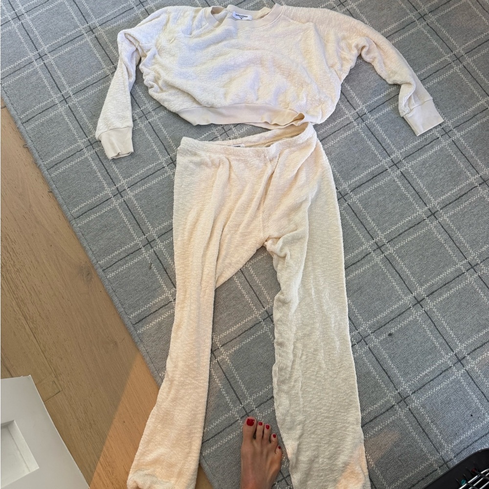 perfectwhitetee Cream Cozy Two-Piece Lounge Set